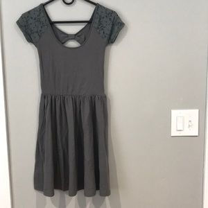 Aeropostale Grey Lace Sleeve Dress